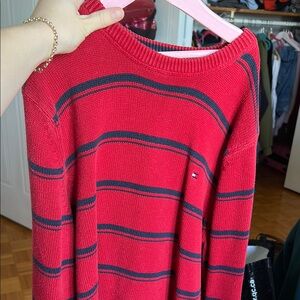 Tommy Hilfiger Navy Red Striped Sweater